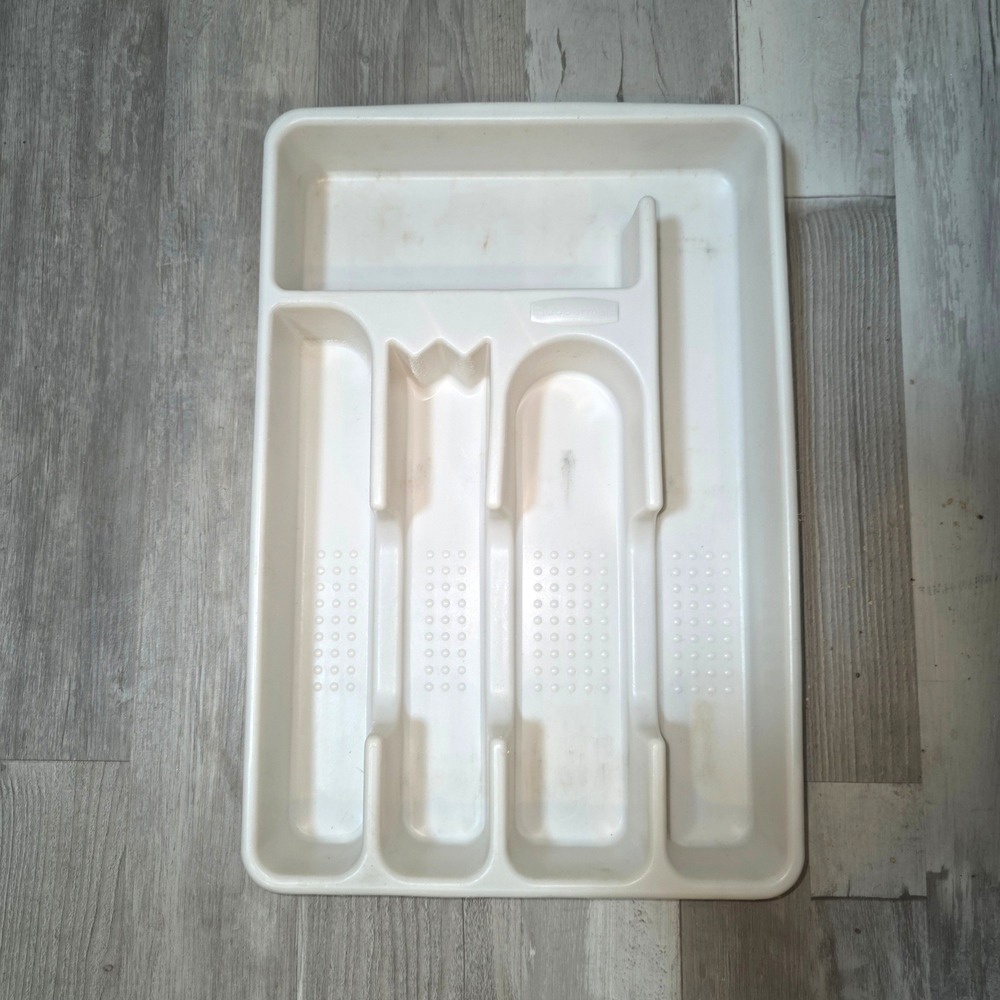 Rubbermaid White Plastic Cutlery Drawer Organizer Silverware Tray 2919 Vintage